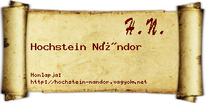 Hochstein Nándor névjegykártya